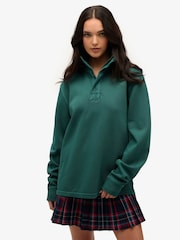 Superdry Green Cotton Classic Pique Half Zip Jumper - Image 1 of 6