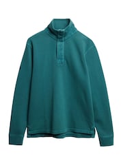 Superdry Green Cotton Classic Pique Half Zip Jumper - Image 5 of 6