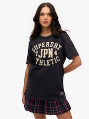 Superdry Blue Oversized 100% Cotton Vintage Athletic Short Sleeve T-Shirt - Image 1 of 6