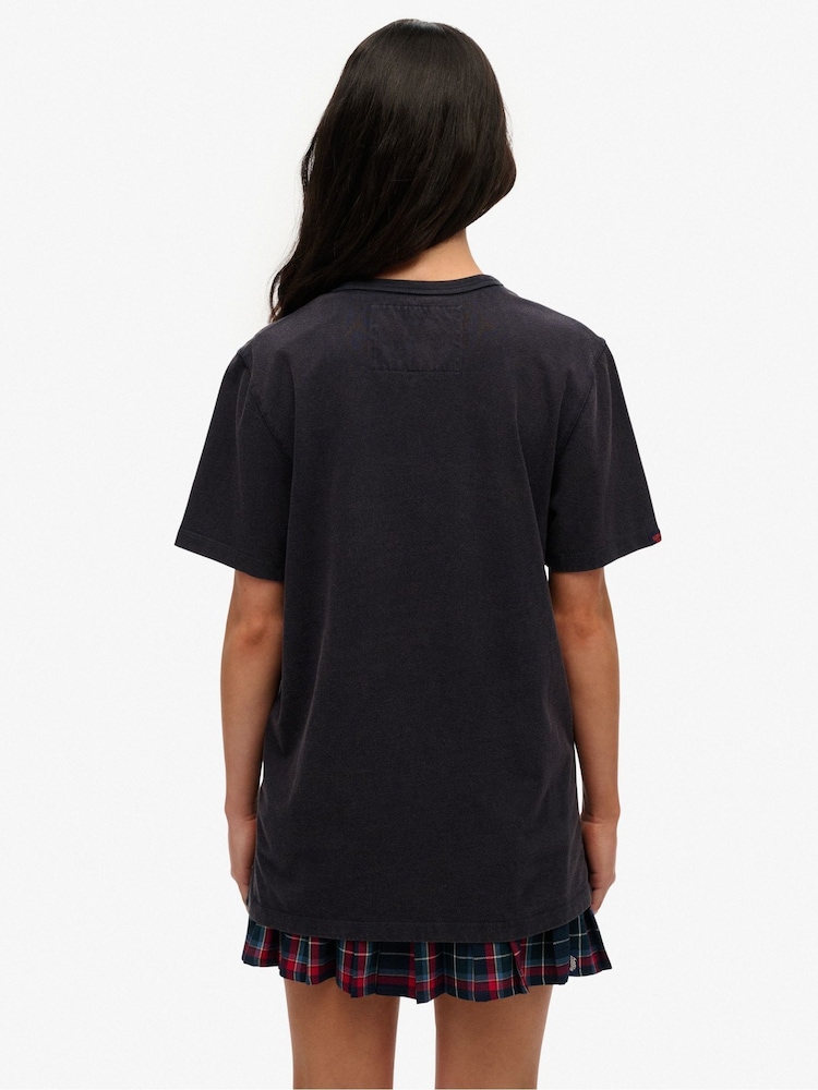 Superdry Blue Oversized 100% Cotton Vintage Athletic Short Sleeve T-Shirt - Image 2 of 6