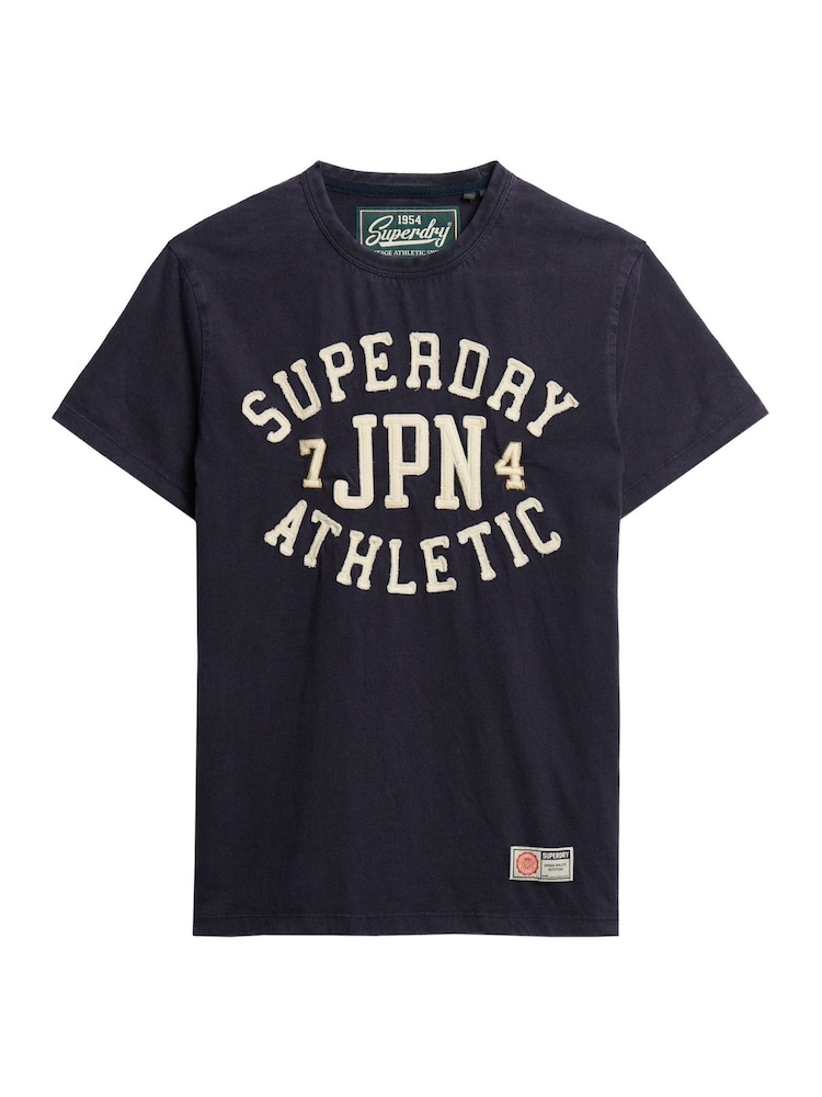 Superdry Blue Oversized 100% Cotton Vintage Athletic Short Sleeve T-Shirt - Image 5 of 6