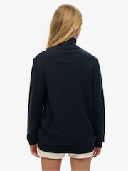 Superdry Blue Oversized Classics Half-Zip Knitted 100% Cottton Jumper - Image 2 of 6