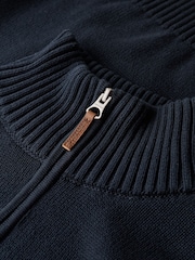 Superdry Blue Oversized Classics Half-Zip Knitted 100% Cottton Jumper - Image 6 of 6