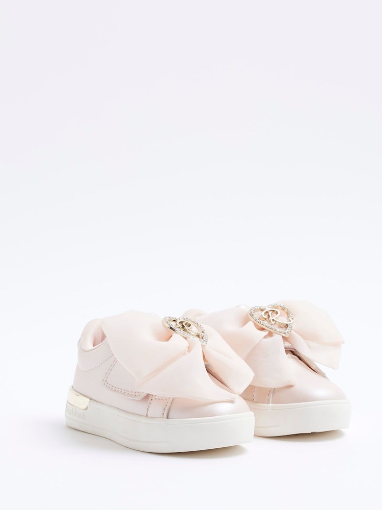 River Island Pink Girls Organza Bow Trainers - Image 1 of 5