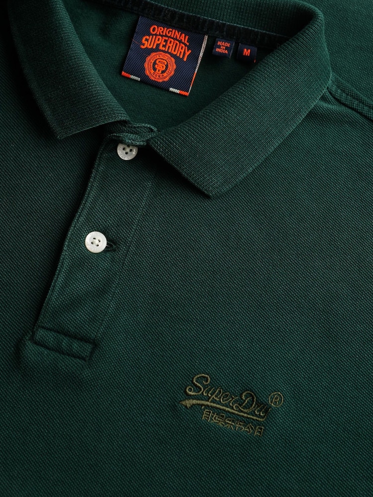 Superdry Green Vintage Destroy 100% Cottton Polo Shirt - Image 6 of 6