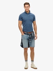 Superdry Blue 100% Cottton Essential Jersey Polo Top - Image 3 of 5