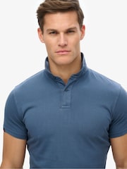 Superdry Blue 100% Cottton Essential Jersey Polo Top - Image 4 of 5