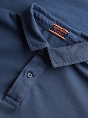 Superdry Blue 100% Cottton Essential Jersey Polo Top - Image 5 of 5