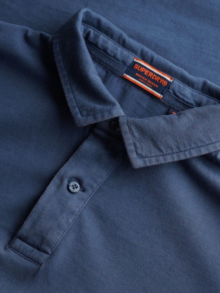 Superdry Blue 100% Cottton Essential Jersey Polo Top - Image 5 of 5