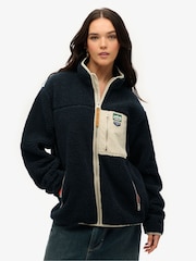 Superdry Blue Oversized Vintage Retro Full Zip Fleece - Image 1 of 6