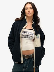 Superdry Blue Oversized Vintage Retro Full Zip Fleece - Image 2 of 6