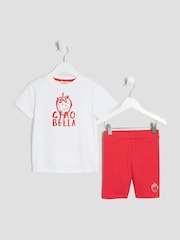 River Island Cream Girls Ciao Bella T-Shirt Set - Image 1 of 5