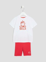 River Island Cream Girls Ciao Bella T-Shirt Set - Image 3 of 5