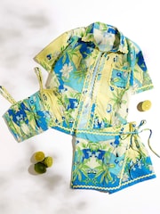River Island Blue Girls Palm Print Shirts 3 Pack Set - Image 1 of 1