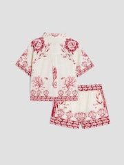 River Island Red Girls Border Printed 100% Cotton Shirt Set - Image 2 of 5