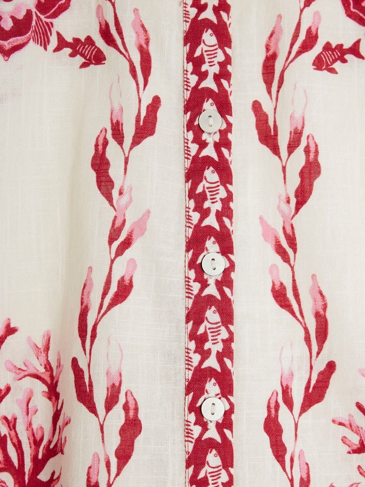 River Island Red Border Printed 100% Cotton Shirt Set - Image 3 of 5