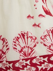 River Island Red Girls Border Printed 100% Cotton Shirt Set - Image 5 of 5