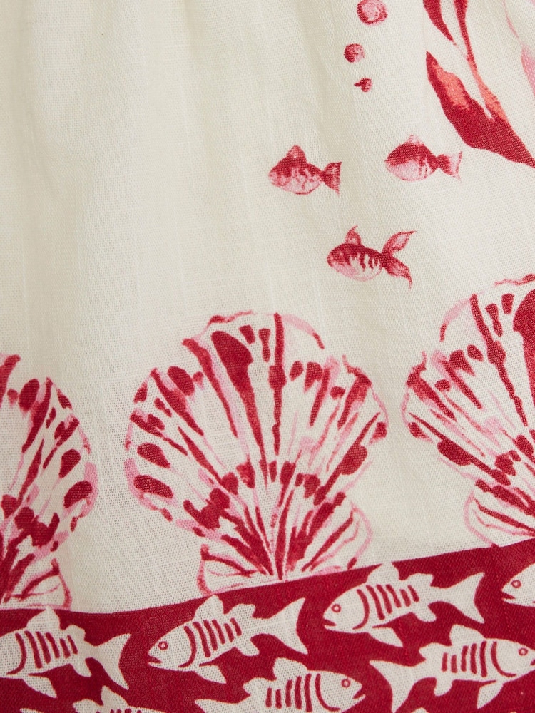 River Island Red Girls Border Printed 100% Cotton Shirt Set - Image 5 of 5