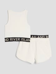 River Island Cream Girls Glitter Tank Top Set - Image 2 of 4