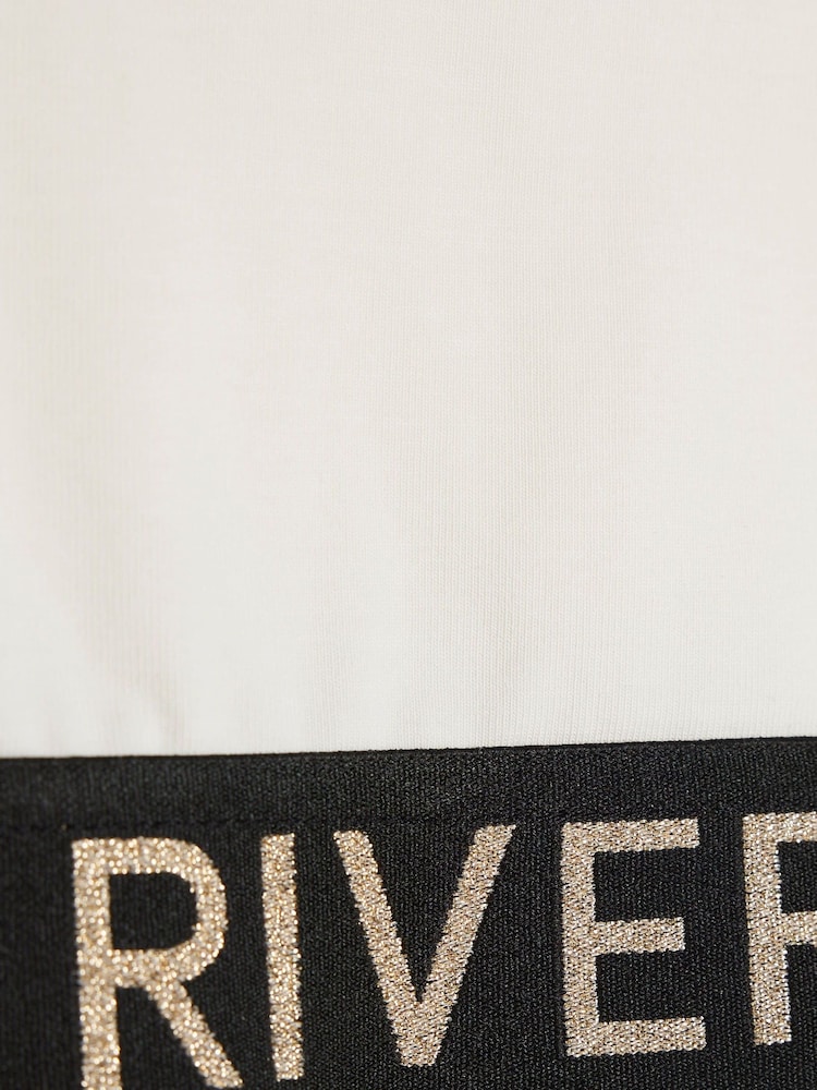 River Island Cream Girls Glitter Tank Top Set - Image 4 of 4