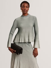 Blusa canelada Ted Baker Aeris com bainha e mangas caneladas - Imagem 4 de 8
