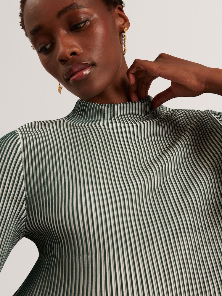 Ted Baker Aeris Ribbed Top With Fluted Hem And Sleeves - Image 6 of 8