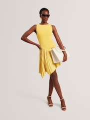 Ted Baker Yellow Jacara Sleeveless Knit Mini Dress With Pleat Panel - Image 1 of 7