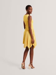 Ted Baker Yellow Jacara Sleeveless Knit Mini Dress With Pleat Panel - Image 3 of 7
