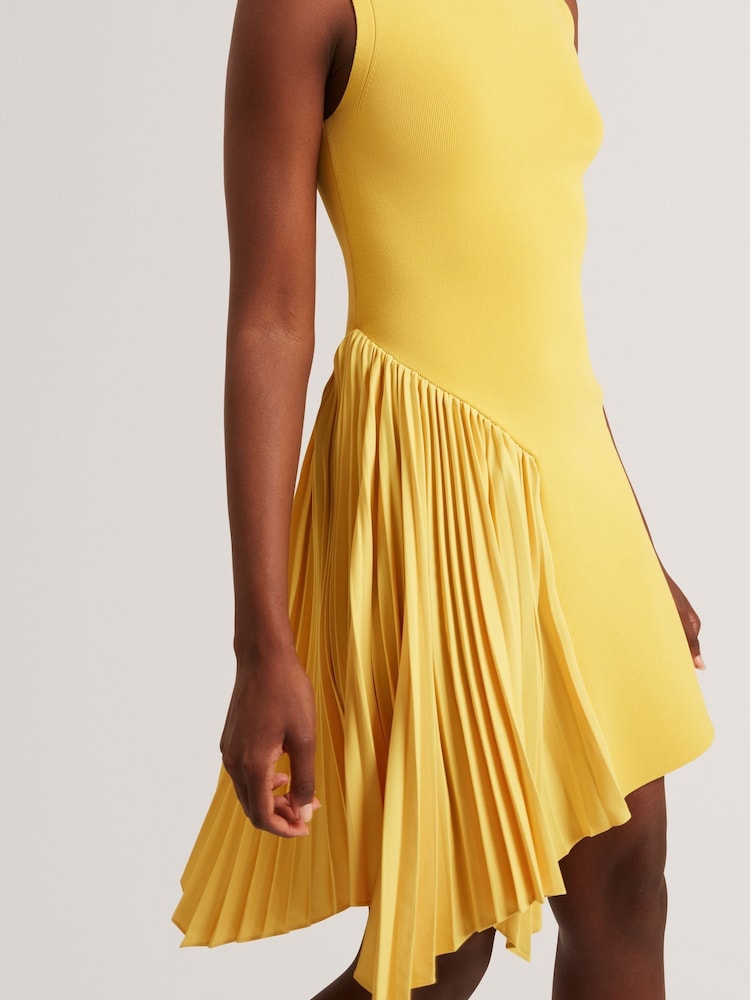 Buy Ted Baker Yellow Jacara Sleeveless Knit Mini Dress With Pleat Panel  from Next Norway