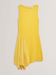Ted Baker Yellow Jacara Sleeveless Knit Mini Dress With Pleat Panel - Image 6 of 7