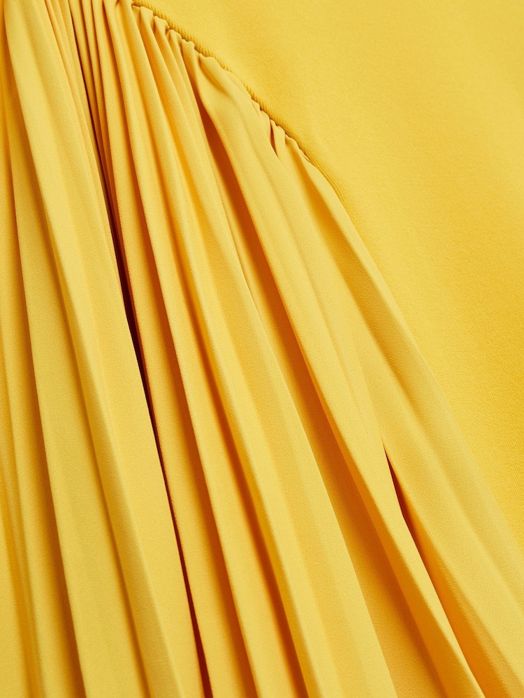 Ted Baker Yellow Jacara Sleeveless Knit Mini Dress With Pleat Panel - Image 7 of 7