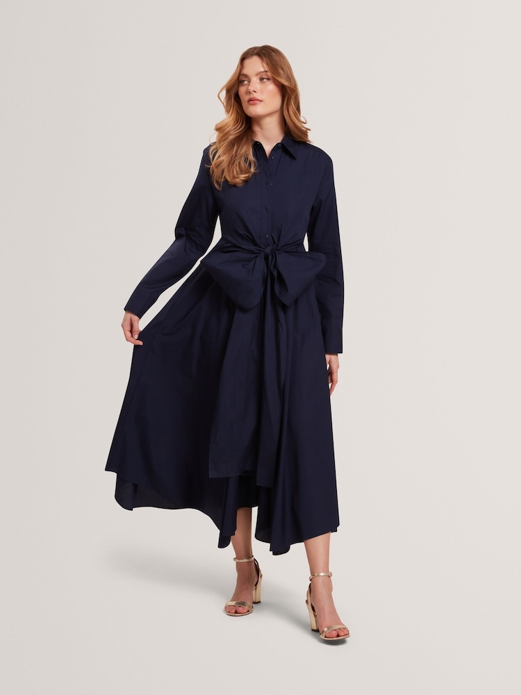 Ted Baker Blue Ellisia Cotton Wrap Shirt Midi Dress - Image 1 of 6