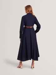 Ted Baker Blue Ellisia Cotton Wrap Shirt Midi Dress - Image 3 of 6