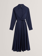 Ted Baker Blue Ellisia Cotton Wrap Shirt Midi Dress - Image 5 of 6