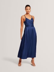 Blau - Ted Baker Beckki Tie Waist Sleeveless Midi Dress - Bild 1 von 11