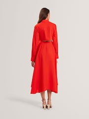 Ted Baker Red Ellisia Cotton Wrap Shirt Midi Dress - Image 3 of 7