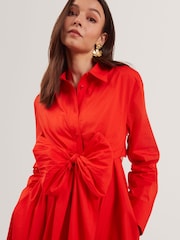 Ted Baker Red Ellisia Cotton Wrap Shirt Midi Dress - Image 5 of 7