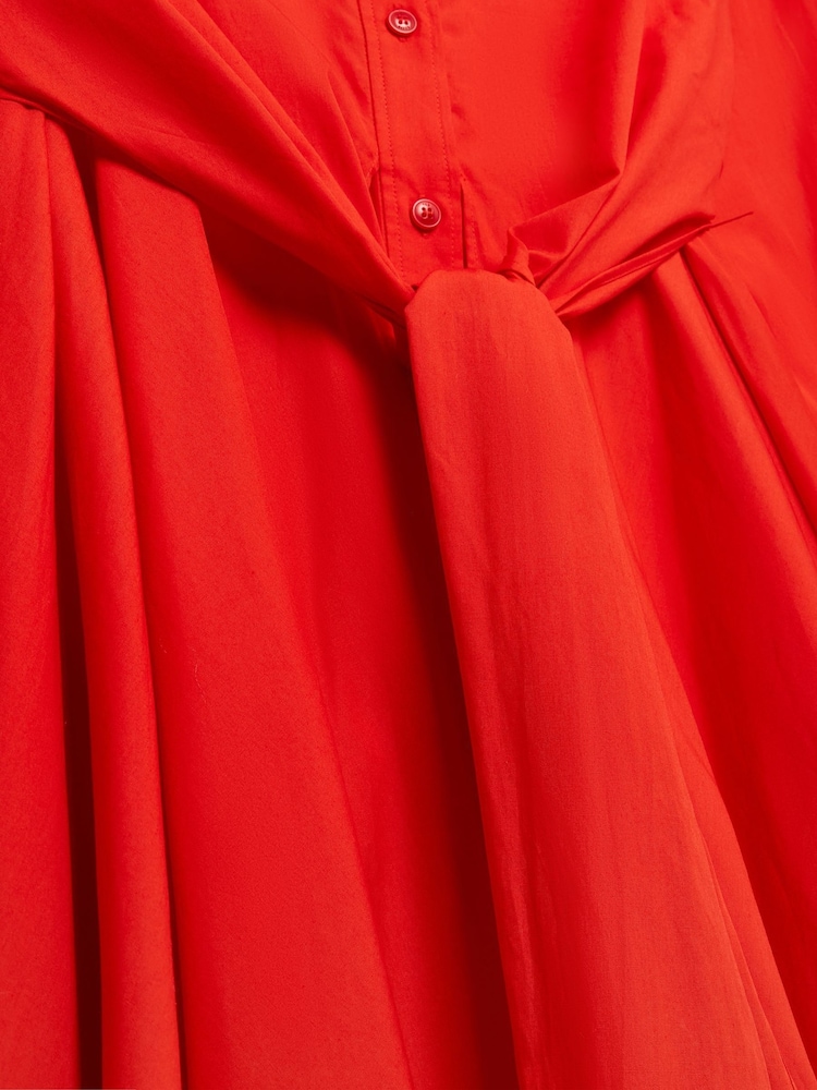 Ted Baker Red Ellisia Cotton Wrap Shirt Midi Dress - Image 7 of 7
