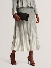 Ted Baker Green Jenavia Textured Stripe Knitted Midi Skirt - Image 4 of 8