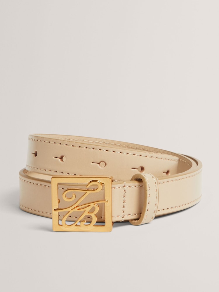 Ted Baker Cream Scriptt-Tb Script Leather Belt - Image 2 of 4 Ted Baker Cream Scriptt-Tb Script Leather Belt - Image 2 of 4