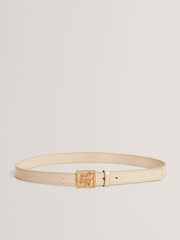 Ted Baker Cream Scriptt-Tb Script Leather Belt - Image 4 of 4