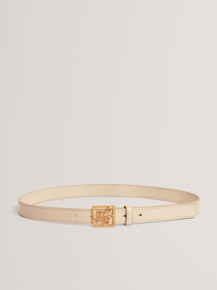 Ted Baker Cream Scriptt-Tb Script Leather Belt - Image 4 of 4 Ted Baker Cream Scriptt-Tb Script Leather Belt - Image 4 of 4