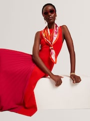 Ted Baker Red Zeera Sleeveless Knit Midi Dress With Pleat Panel - Image 2 of 7