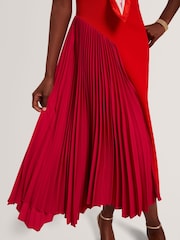 Ted Baker Red Zeera Sleeveless Knit Midi Dress With Pleat Panel - Image 4 of 7