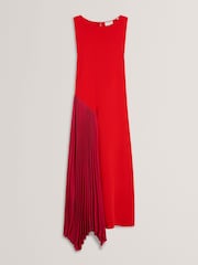 Ted Baker Red Zeera Sleeveless Knit Midi Dress With Pleat Panel - Image 6 of 7