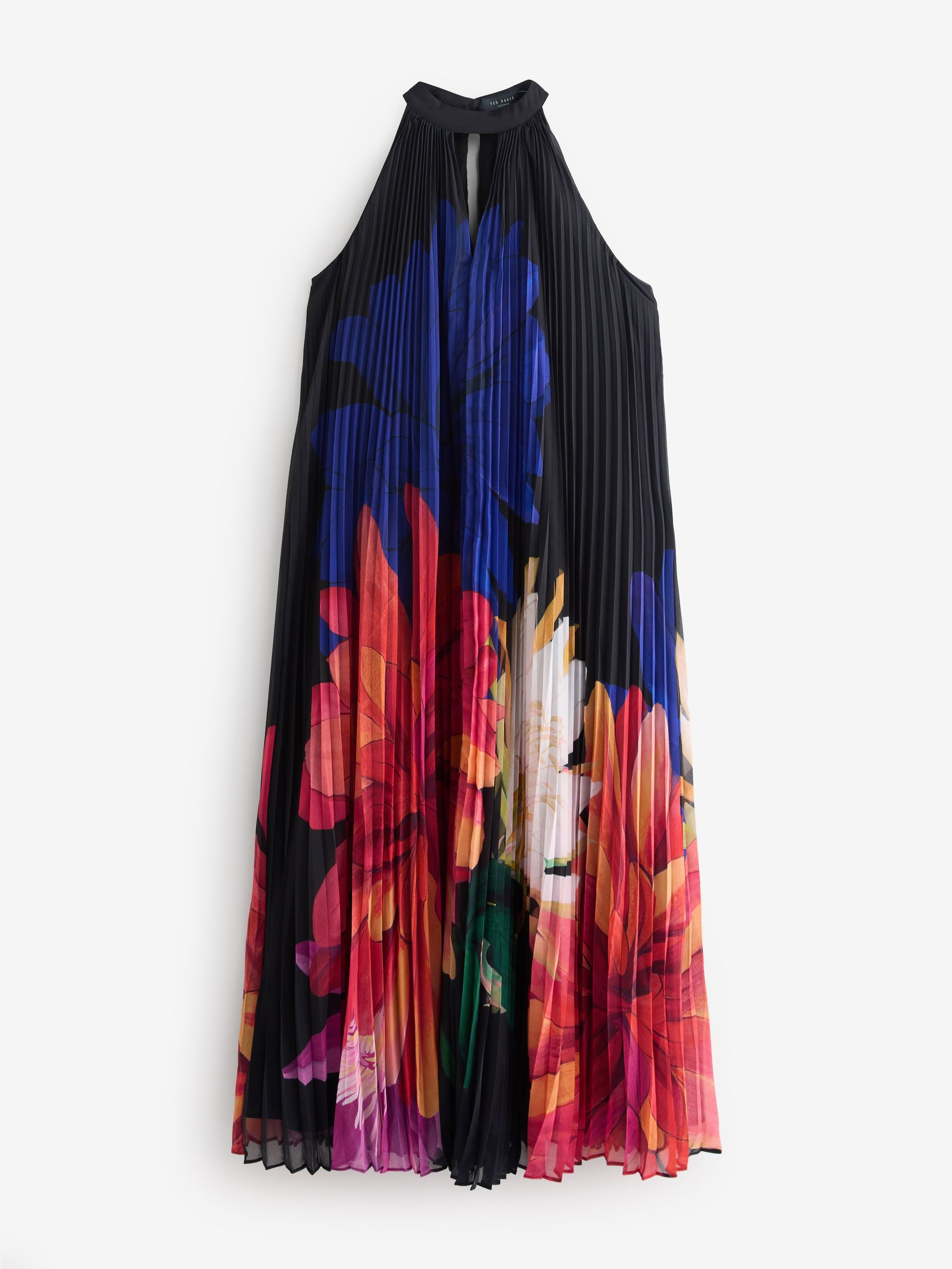 Buy Ted Baker Black Scotlia Printed Halter Neck Pleated Maxi