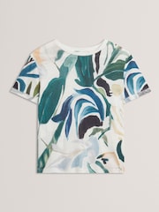 Ted Baker White Kcarole Linen Blend Printed Boxy T-Shirt - Image 7 of 8