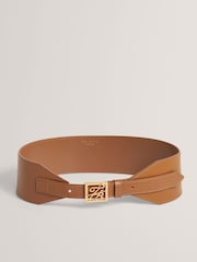 Ted Baker Brown Aniikaa Tb Script Leather Waist Belt - Image 1 of 2