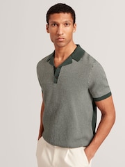 Ted Baker Green Small Gregry Stitch Knitted Polo Shirt - Image 1 of 7
