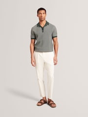 Ted Baker Green Small Gregry Stitch Knitted Polo Shirt - Image 2 of 7